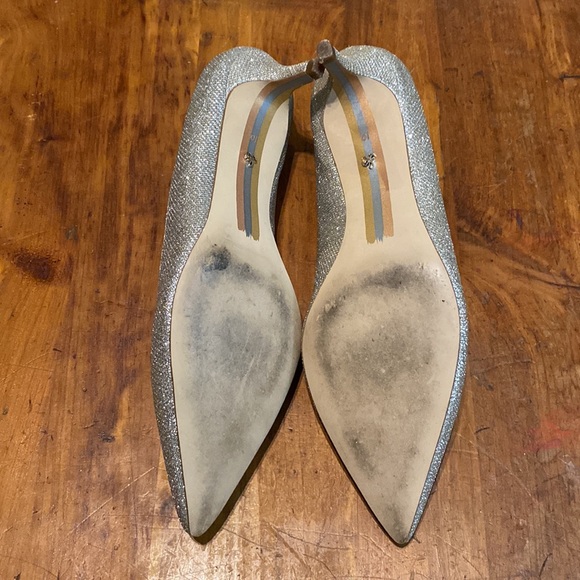 Sam Edelman Champagne Glitter Pointed-Toe Slip-On High Heel Pumps 2 inch Size 10 - Picture 8 of 8